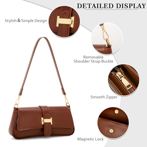 Image of KKXIU Shoulder Bag for Women Small Hobo Handbag Mini Retro Clutch Purses | Trendy Classic Underarm Crossbody Bag with Zipper Closure, Vegan Leather, Removable Strap