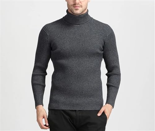 Men's Pullover Sweater Solid Color Turtleneck Long Sleeve Slim Fit Ribbing Knitted Sweaters3