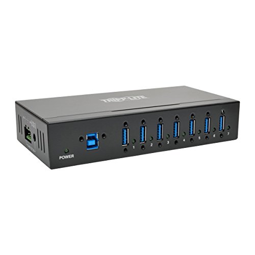Tripp Lite 7-Port Industrial USB-A 3.0 SuperSpeed Hub with 15KV ESD Immunity, Metal Case, Mountable, USB Type-A (U360-007-IND), Black