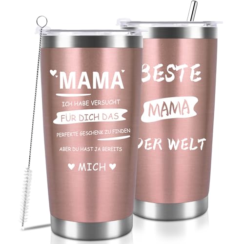 Weihnachtsgeschenke für Frauen 600ml Thermobecher Kaffeebecher Tasse Muttertagsgeschenk Personalisiert Muttertag Geschenk für Oma Frauen Mama Geschenk zum Muttertag Geburtstag Weihnachten
