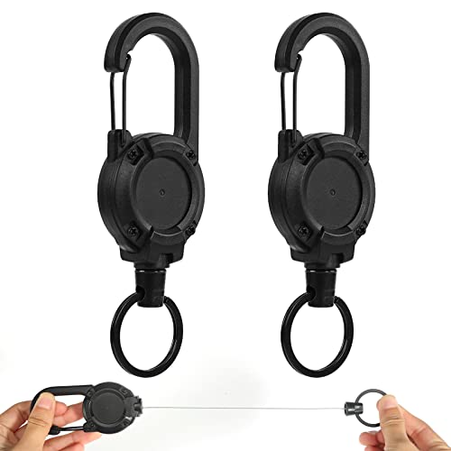 Einziehbarer Schlüsselanhänger, 2er-Pack Ausziehbarer Schlüsselanhänger Schwarz mit 65cm Ausziehbar Stahlseil, Heavy Duty Schlüsselanhänger Ausziehbar mit Karabiner für Hose und Gürtel Einziehbarer Schlüsselanhänger, 2er-Pack Ausziehbarer Schlüsselanhänger Schwarz mit 65cm Ausziehbar Stahlseil, Heavy Duty Schlüsselanhänger Ausziehbar mit Karabiner für Hose und Gürtel