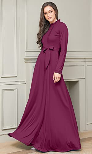 Image of KOH KOH Womens Long Sleeve Elegant Pockets Fall Winter Evening Maxi Dress