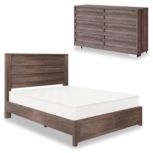 AMERLIFE 2-Piece Farmhouse Bedroom Set, Queen Size Bed Frame and