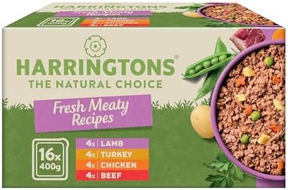 Harringtons Complete Wet Tray Grain Free Hypoallergenic Adult Dog Food Meaty Bumper Pack 16x400g - Chicken, Lamb, Beef & Turkey - Made with All Natural Ingredients