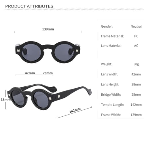 Lunettes de soleil Steampunk hommes monture ronde transparente UV400 - 2