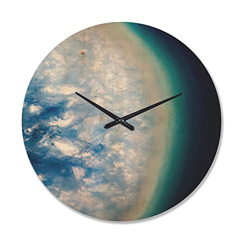 DesignQ 'Agate Beautiful Colorful Texture Slices' Modern Wood Wall Clock Large Decorative Modern Wall Clock Oversized Wood Clocks for Living Room Décor