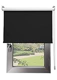Estor Enrollable Negro Opaco Térmico a Medida 138 Ancho x 280 Alto – Persiana Blackout para Ventanas y Puertas – Interior y Exterior – Bloquea 100% Luz y Aisla Temperatura - Ideal en Pared o Techo