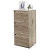 Iris Ohyama, Bibliothèque de rangement, Meuble avec 3 portes et 3 étagères/Montage facile, Design, Modulable, Bureau, Chambre, Salon – Module Shelf MDB-3D- Marron Cendré