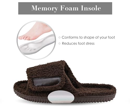 Image of Panda Bros Adjustable House Slippers for Men Soft Open Toe Breathable Indoor Outdoor Slip on Slides Slippers with Memory Foam for Home Bedroom