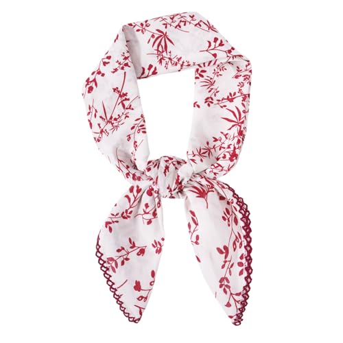 DAMILY Bandana pour femme - En coton - Petit foulard carré - Été - Bandanas - Foulard de tête, Feuilles rouges, 70*70cm