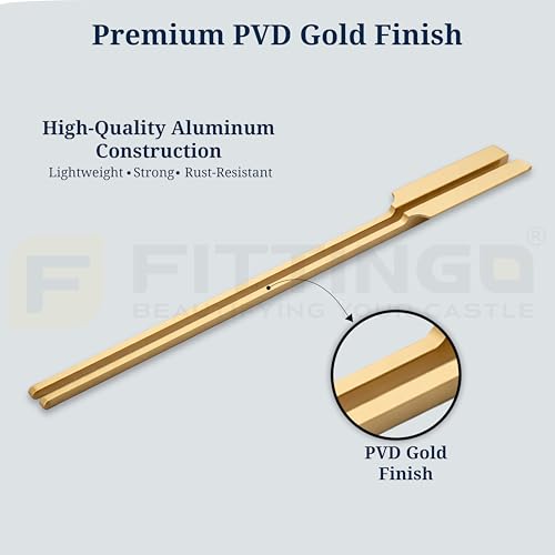Image of Goldcrest 62cm Handle for Wardrobe & Cabinet /Cupboard Handle /Wardrobe Handle /600mm Hole to Hole (PVD Gold) Pack of 2 (Left - Right)-| 3 Years Warranty |