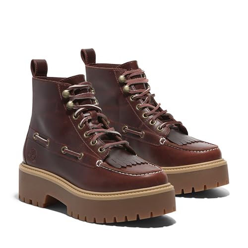 Timberland Timberland Women's Stone Street Platform Kiltie Boot, Burgundy Full Grain, 6 Medium