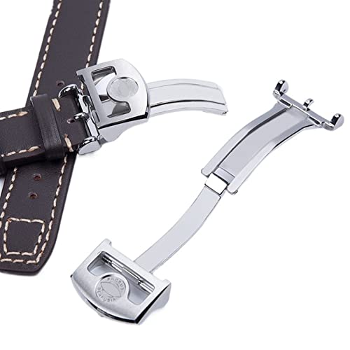 Bracelet montre IWC Mark Pilot en cuir véritable façon bambou à rivets