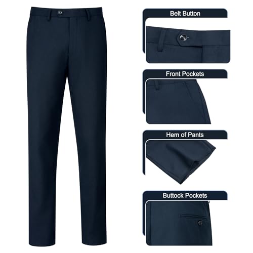 Men's Slim Fit 3 Piece Suit Set, Two Button Solid Blazer Jacket with Multi-Functional Pockets for Business/Party3