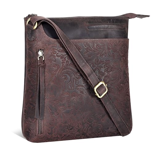 Image of Leather Crossbody Bags for Women - Ladies Sling Handbags - Medium Cross body Purses Handbags - Purses For Women (Dark Brown)