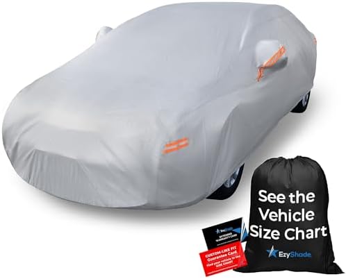 EzyShade 10-Layer Car Cover Waterproof All Weather - See Vehicle Size-Chart - Car Covers for Automobiles & Car Snow Cover - Full Exterior Covers - Winter Rain Sun SUV Sedan. Size A4 (See SizeChart)