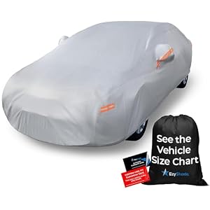 EzyShade 10-Layer Car Cover Waterproof All Weather – See Vehicle Size-Chart – Car Covers for Automobiles & Car Snow Cover – Full Exterior Covers – Winter Rain Sun SUV Sedan. Size A4 (See SizeChart)