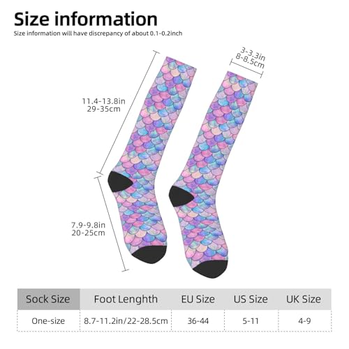Image of Rainbow Mermaid Knee High Socks for Women Girls Fashion Women's Festival Stockings for Casual Running Work Travel