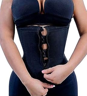 YIANNA Women Zip&Hook Latex Waist Training Corsets/Cincher Sport Girdle Underbust Hourglass Body Shaper, YA2219-Black-M