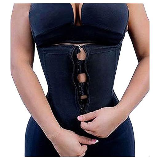 YIANNA Latex Waist Trainer Corsets Zipper Underbust Sport Girdle Hourglass Body Shaper for Women, YA2219-Black-S