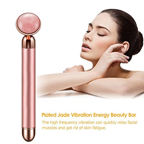 2 In 1 Electric Face Massager, Rose Golden 3D Roller And Jade Face Roller Face Massager Roller Kit Gift Set For Face Skin Care Tools #TOP2