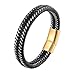 Produktbild SLGOZL 2019 New 12mm Casual Woven Leather Bracelet Herren Armband Damen Edelstahl Armband Schwarz Braun Schmuck Geschenk 19/21 / 23cm, 21cm