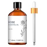 Rose Oil Essential Oil,Premium Grade Rose Fragrance Oil for Diffuser, Massage, Skin, Hair, Candle Making,Soap Making,by HIQILI, Large Bottle with Gift Box-100ml