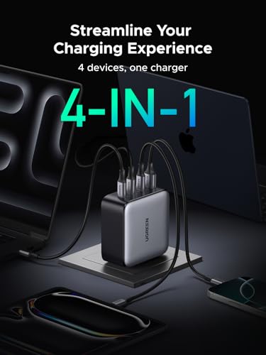 UGREEN Nexode 200W GaN USB C Charger, 4-Port Foldable Wall Charger | Compact Type C Power Adapter for MacBook Pro/Air, Dell XPS, HP 14, iPad, iPhone 18/17, Galaxy S25/S24, Pixel 10/9 - image 5