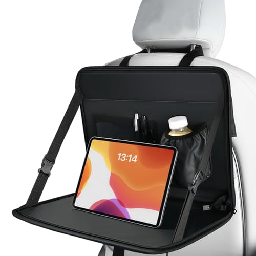 Bandeja de asiento trasero para comida, respaldo de asiento plegable escritorio para computadora portátil - organizador de mesa de vehículo, accesorios de escritura y comida para el interior del