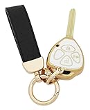 TPU Protective Key Fob Cover Case Compatible with Toyota Scion Tc Camry Rav4 Corolla 4Runner Yaris Matrix Venza Avalon Key Fob (3 Buttons, White)