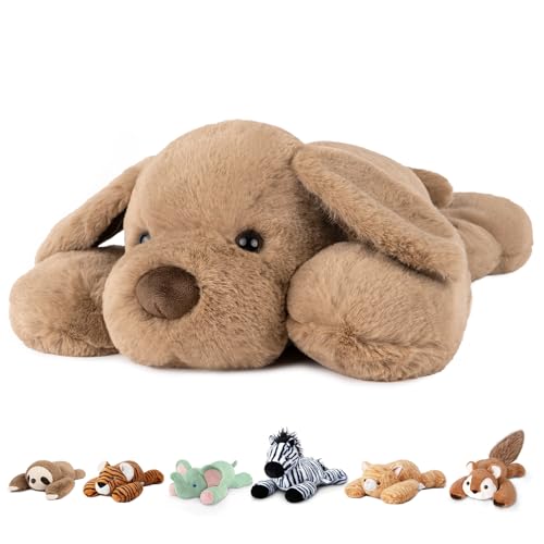 Image of Niuniu Daddy 25 inch 5lb Dog Weighted Stuffed Animal forKids and Adults, Soft Sensory Plush Body Pillow for Calming Support, Large Animal Toy for Everyday Comfort