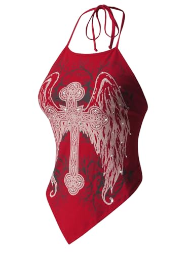 Image of Design by Olivia Women's Sexy Paisley Bandana Halter Top Y2K Crop Shirt