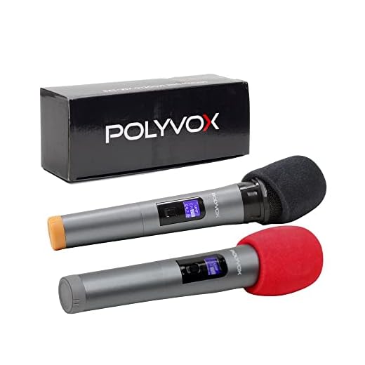 Par de Microfones sem fio Polyvox Preto UHF Com Receptor Professional