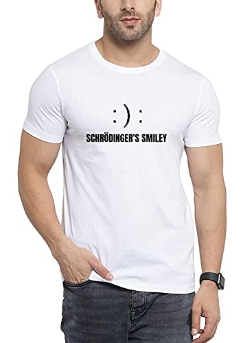 T Shirt for Men, Schrodinger's Smile Cat Printed 100% Cotton Regular Fit T-Shirts for Men & Women, Round Neck Half Sleeves Tshirt for Men, Casual T-Shirt for Unisex