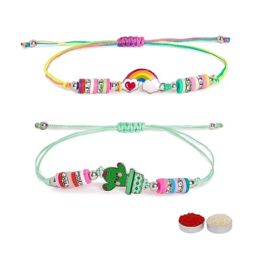 Image of El Regalo 2 PCs Cute Rakhis Set for Kids - Beautiful 2 Kids Rakhis Set for Girls & Boys with Roli Chawal, Message Card in Rakhi Gift Box for Little Brother /Niece /Nephew
