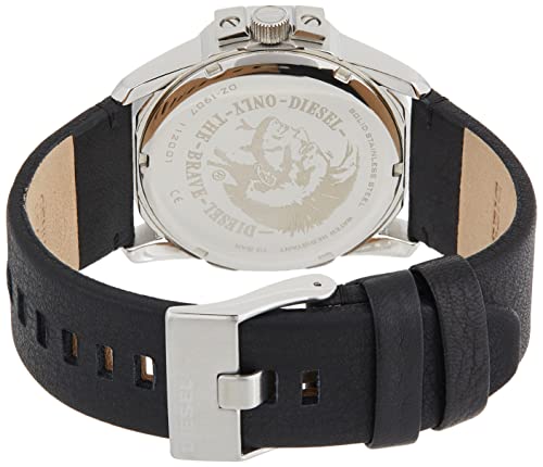 Diesel Herren Master Chief Dreizeiger, Gehäusegröße 46 mm, Edelstahluhr mit Lederarmband