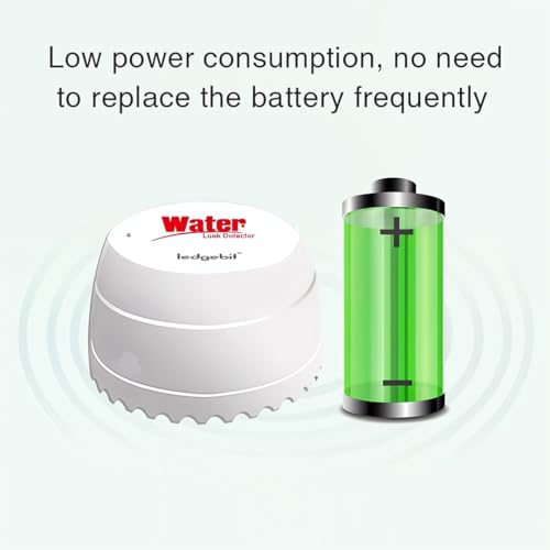 Image of Ledgebit Wi-Fi Smart Water Leak Detector - Wireless Sensor with Real-Time Alerts | Battery Powered | Alexa & Google Compatible | Compact & Easy Setup