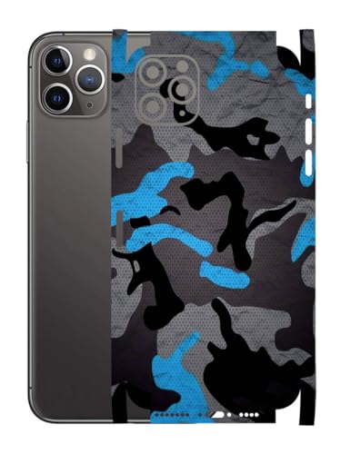 Image of AtOdds - Full Body Back Screen Guard Protector Film - Lamination Wrap Skin Sticker for iPhone 11 Pro Max | Scratchproof Matte Finish (Design - Blue Camo)