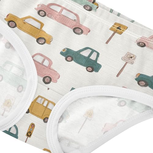 Wusikd Cute Cars Girls' Underwear Cotton Cartoon Girls Briefs Soft Toddler Underwear 2T4