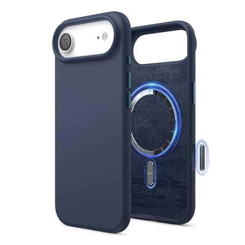 Image of elago for iPhone Air Case, Premium Magnetic Silicone Case, Compatible with MagSafe, Liquid Silicone Material, Protective Cover, Shockproof, Slim Phone, 6.5 inch (Jean Indigo)