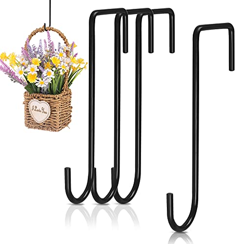 funvce Hanging Basket Brackets 4pcs Black Fence Hooks Heavy Duty
