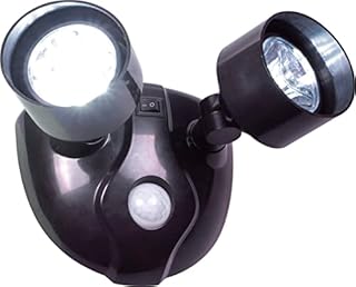 St. Helens Home & Garden Outdoor Weatherproof Twin Head Battery Operated Motion Sensor Security Light with Rotaing Easy Postion Heads, Bright LED's, Day Night Sensor for Gardens, Yards, Walls, Fenses