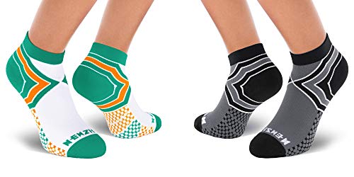 NEWZILL Low Cut Compression Socks - Unisex Running Socks With Embedded Frequency Technology For Heel, Ankle & Arch Support (Small, 2-Pair Assort 01)