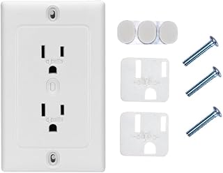 Nearockle 6 Pack Self-Closing Outlet Covers, 2024 Upgraded Built-in Hidden Slider & No-Pull-Out Wall Plug Covers Fit Decora, Duplex Wall Socket, Child Safety Baby Proofing (White)