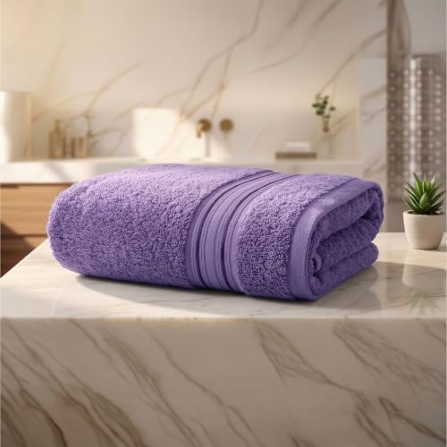 Image of LANE LINEN Luxury Bath Towels Set - 1 Piece, 100% Cotton Bathroom Towels, Zero Twist, Quick Dry Absorbent Bath Towel, Super Soft Gym Towel - English Lavender