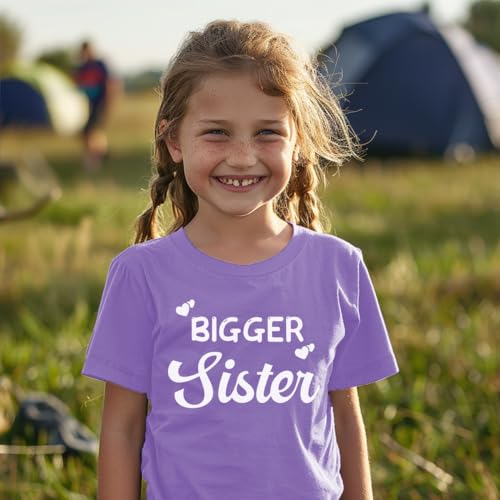 Image of Biggest /Bigger /Big Sister Shirt for Toddler Girls Cotton Short Sleeve Tshirts Announcement Outfits 2-10 Years