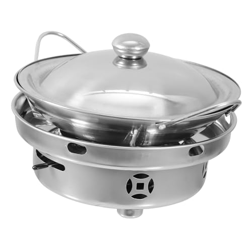 Olla Inoxidable con Fogón de Alcohol Portátil y Doble para Exteriores y Cocción Casa Incluye Olla Tapa y Antideslizante
