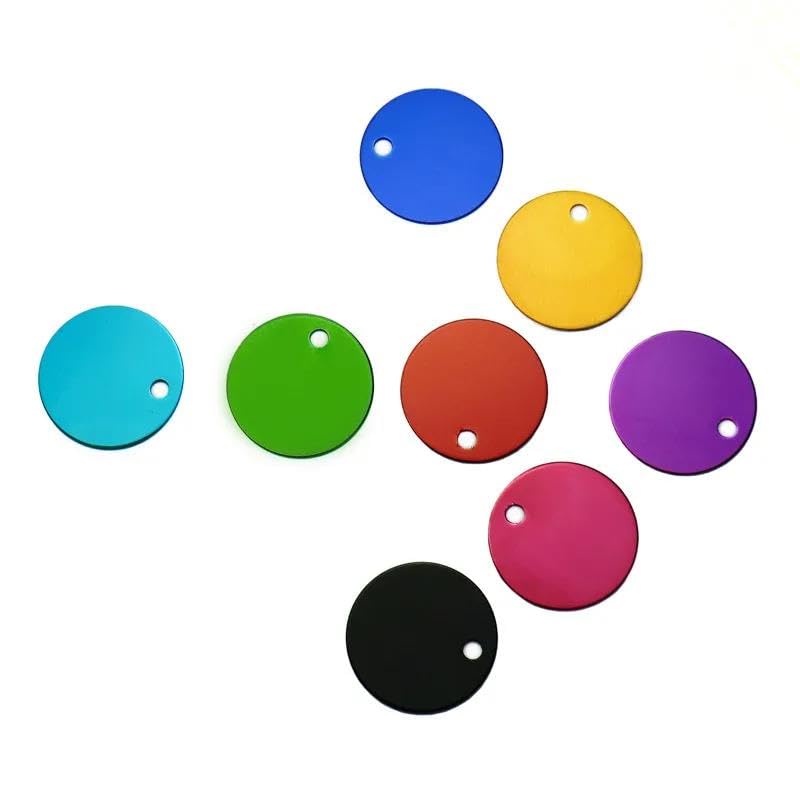 Wholesale Lot de 100 étiquettes d'identification personnalisées pour animaux de compagnie en aluminium Plaque d'identification pour animal domestique gravable Étiquettes rondes vierges Étiquettes de