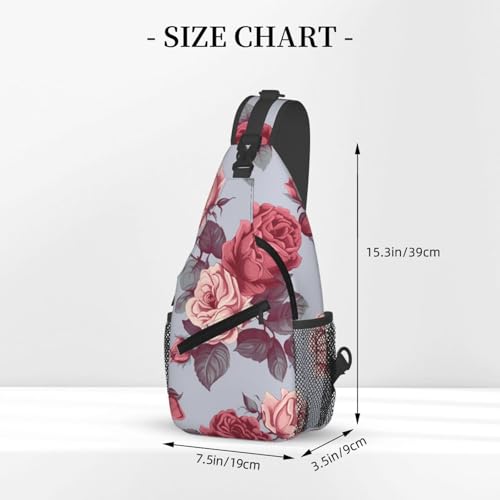 Bolso sling unisex negro floral para viaje y paseo miniatura 2