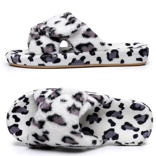 MISSRAIN Ladies Arch Support Slippers Memory Foam House Shoes with Adjustable Hook and Loop Closure Open Toe Orthotic Diabetic Slippers, White UK 6